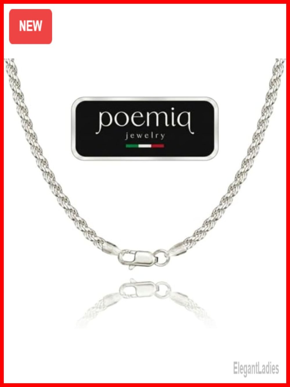 925 Sterling Silver Rope Chain Necklace 18 Inch Italian